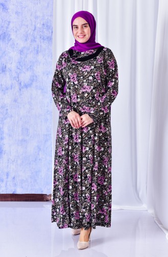 Large Size Pattern Dress 4810-03 Plum 4810-03