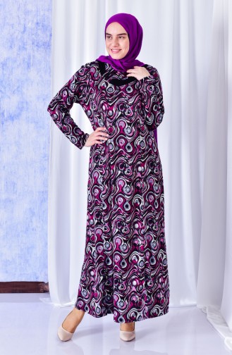 Robe a Motifs Grande Taille 4810A-05 Plum 4810A-05