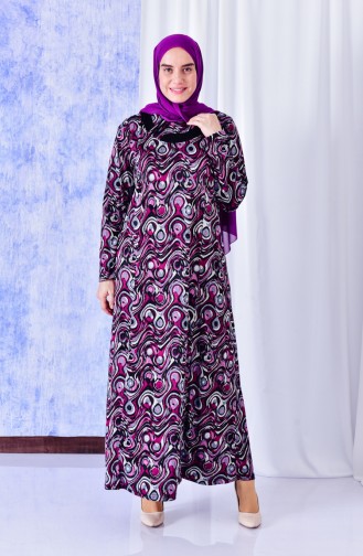 Robe a Motifs Grande Taille 4810A-05 Plum 4810A-05