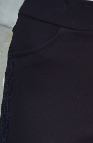 Dantel Detaylı Düz Paça Pantolon 1825327A-205 Siyah