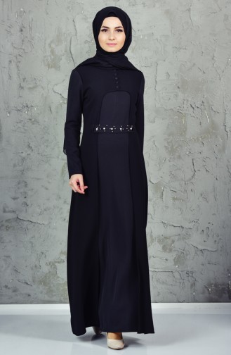 Schwarz Hijab Kleider 4171-03