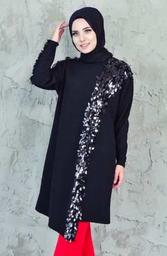 Pullu Yarasa Kol Tunik 1005-01 Siyah
