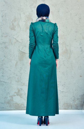 TUBANUR Pleated Detailed Dress 2985-08 Emerald Green 2985-08