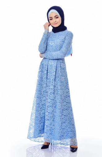 Baby Blue Hijab Dress 60696-07