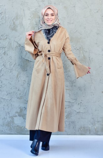 Furry Suede Trench Coat 45371-02 Beige 45371-02