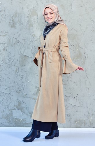 Furry Suede Trench Coat 45371-02 Beige 45371-02