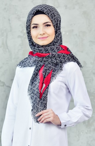 Çukur Desenli Eşarp 901385-01 Siyah Bordo