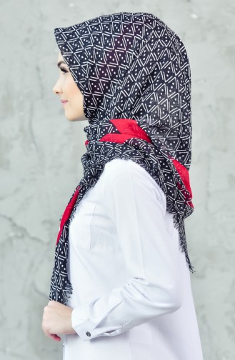 Çukur Desenli Eşarp 901385-01 Siyah Bordo