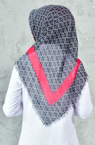 Çukur Desenli Eşarp 901385-01 Siyah Bordo
