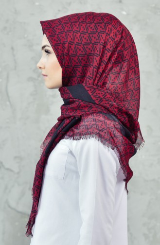 Çukur Desenli Eşarp 901385-10 Bordo Siyah