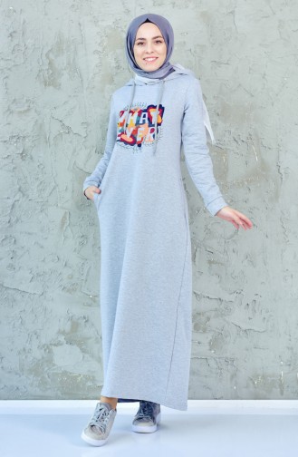 Baskılı Spor Elbise 8276-03 Gri