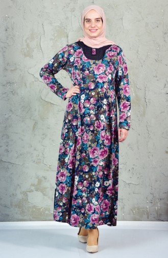 Large Size Patterned Dress 4849-03 Dried Rose 4849-03