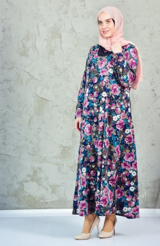 Large Size Patterned Dress 4849-03 Dried Rose 4849-03