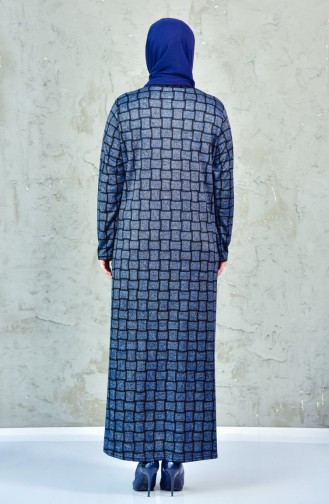 Large Size Checkered Dress 4311-04 Indigo 4311-04