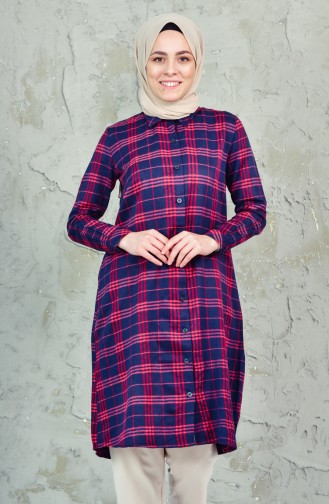 BWEST Plaid Tunic 8272-04 Navy Red 8272-04