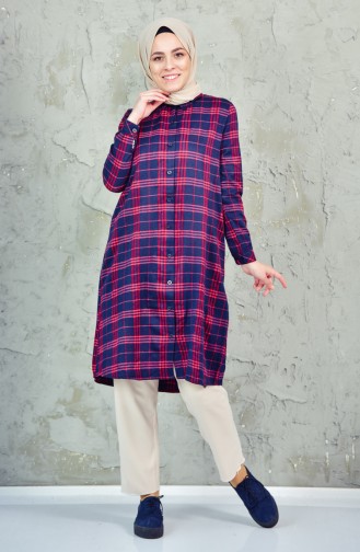 BWEST Plaid Tunic 8272-04 Navy Red 8272-04