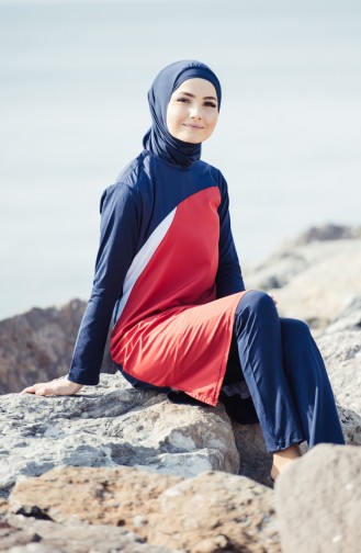 Dunkelblau Hijab Badeanzug 253-01