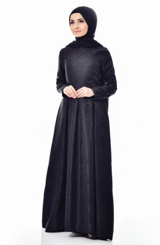 Schwarz Hijab Kleider 8140-01