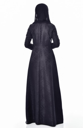 Pileli Elbise 8140-01 Siyah