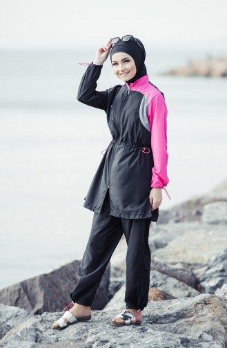 Schwarz Hijab Badeanzug 257-01