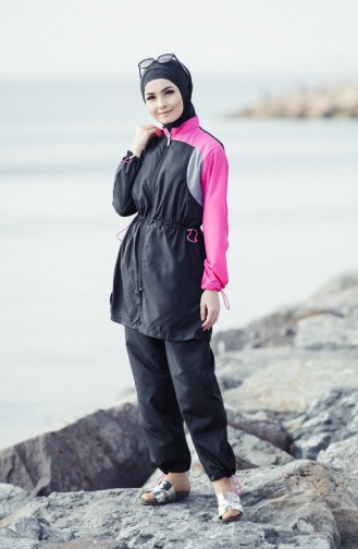 Schwarz Hijab Badeanzug 257-01