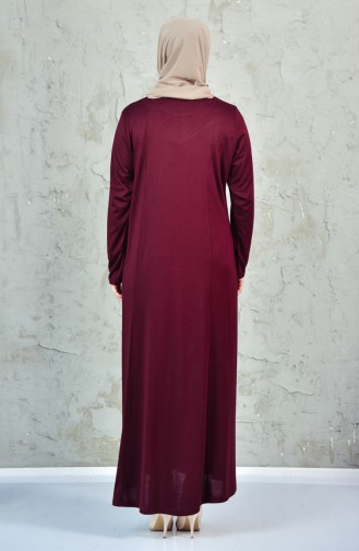 فستان يتميز بتفاصيل من الدانتيل بمقاسات كبيرة 4860-07 لون كرزي 4860-07
