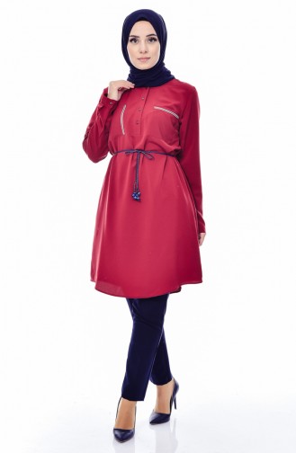 Belted Tunic 1750-01 Claret Red 1750-01