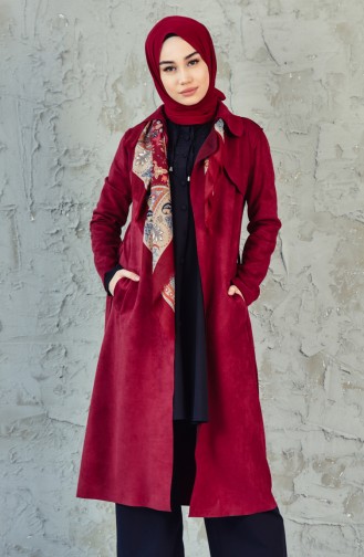 Claret red Trench Coats Models 2014-03