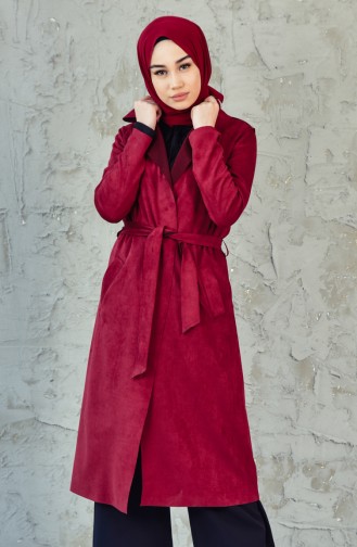 Claret red Trench Coats Models 2014-03