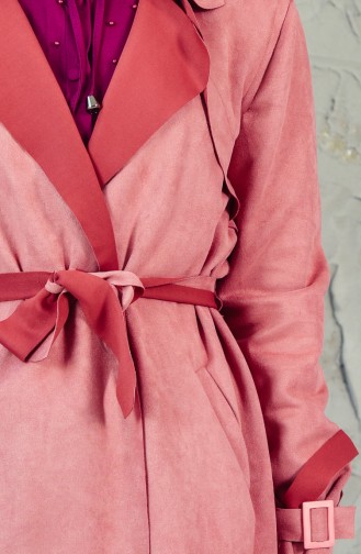 Belted Suede Trench Coat 5012-01 Dry Rose 5012-01