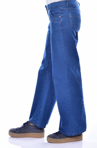 بنطال جينز بتصميم واسع من الأسفل 2061-01لون أزرق جينز 2061-01