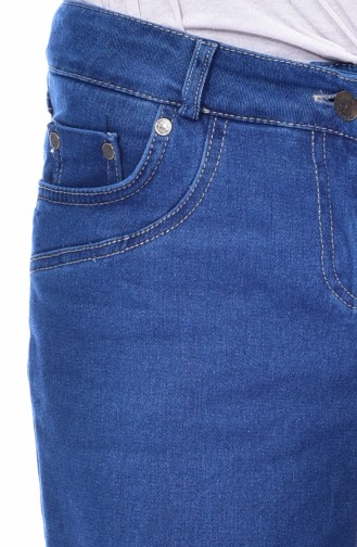 بنطال جينز بتصميم واسع من الأسفل 2061-01لون أزرق جينز 2061-01