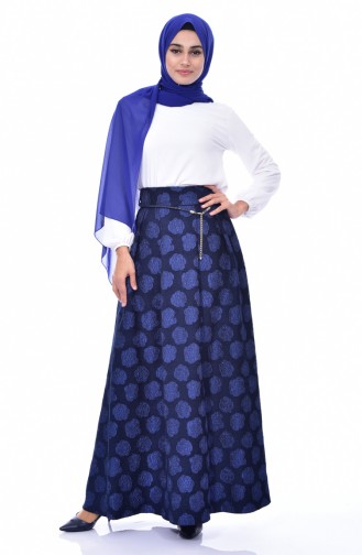 Patterned Flared Skirt 1526660-803 Navy Blue Parliament 1526660-803