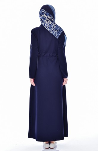 Navy Blue Hijab Dress 4024-03