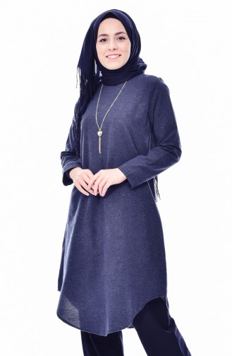 Kolyeli Tunik 6339-05 Lacivert