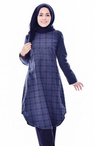 W.B Plaid Tunic 6340-01 Navy 6340-01