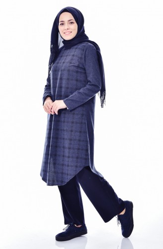 W.B Plaid Tunic 6340-01 Navy 6340-01