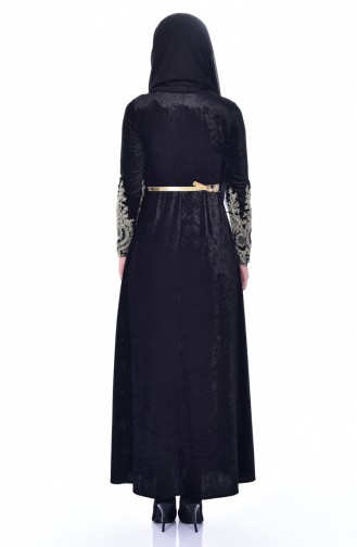 Schwarz Hijab Kleider 4484-01