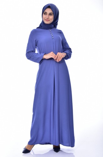 Robe Visocse Détail Boutons 1250-21 Bleu Foncé 1250-21