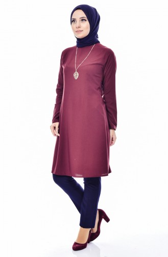 Tunic with Necklace 3053-22 Cherry 3053-22