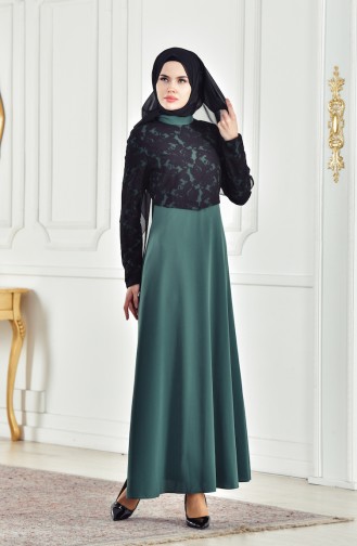 Dantelli Elbise 1513841-900 Zümrüt Yeşil