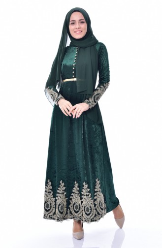 Smaragdgrün Hijab Kleider 4484-05