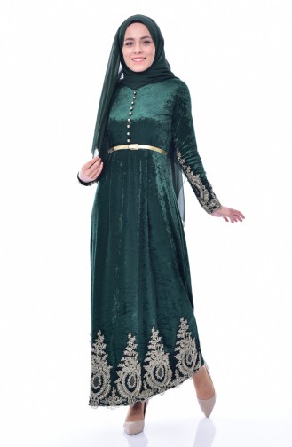 Smaragdgrün Hijab Kleider 4484-05
