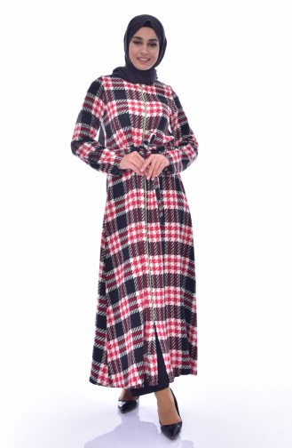Dilber Zippered Plaid Cape 7073-03 Claret Red 7073-03