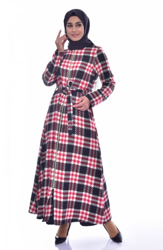 Dilber Zippered Plaid Cape 7073-03 Claret Red 7073-03