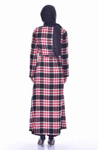 Dilber Zippered Plaid Cape 7073-03 Claret Red 7073-03