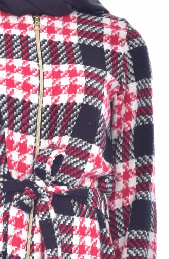 Dilber Zippered Plaid Cape 7073-03 Claret Red 7073-03