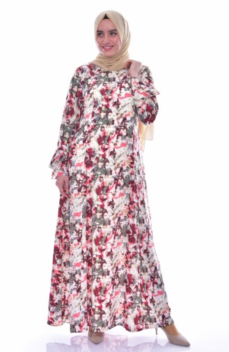 Plus Size Printed Dress 1034-02 Bordeaux 1034-02