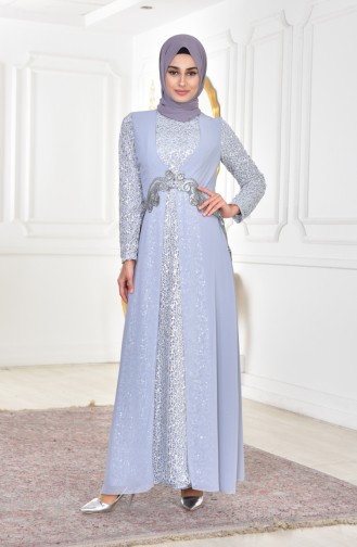 Robe Mousseline a Paillettes 52714-07 Gris 52714-07