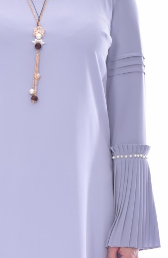 Big size Pearls Asymmetric Tunic 1645-07 Gray 1645-07